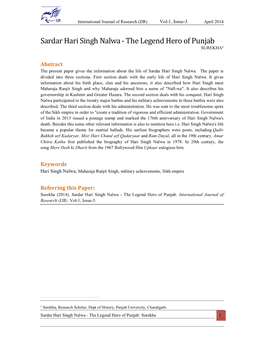 Sardar Hari Singh Nalwa - the Legend Hero of Punjab SUREKHA1