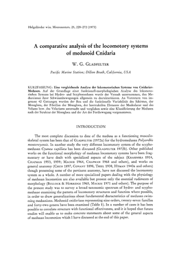 A Comparative Analysis of the Locomotory Systems of Medusoid Cnidaria