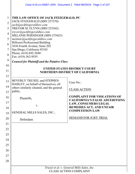 Truxel Et Al. V. General Mills Sales, Inc. CLASS ACTION COMPLAINT 1