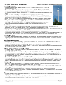 Fact Sheet: Utility-Scale Wind Energy