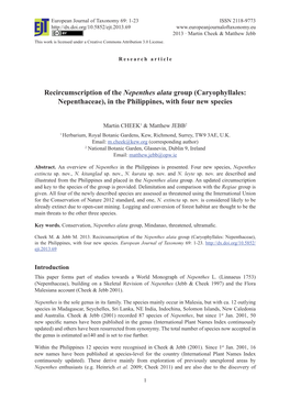 Caryophyllales: Nepenthaceae), in the Philippines, with Four New Species