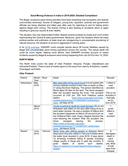 Sand Mining Violence in India in 2019-2020