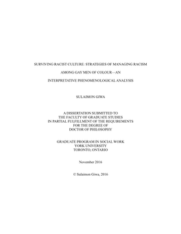 Surviving Racist Culture: Strategies of Managing Racism