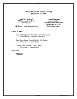 Illinois NEPA/404 Merger Meeting September 19, 2019