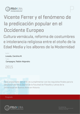 Vicente Ferrer Y El Fenómeno De La Predicación Popular En El