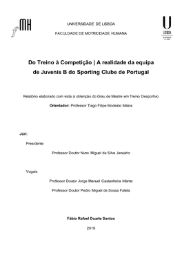 Do Treino À Competição | a Realidade Da Equipa De Juvenis B Do Sporting Clube De Portugal