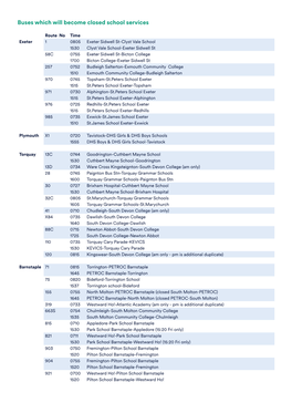 Buses Which Will Become Closed School Services