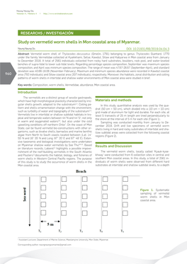 Study on Vermetid Worm Shells in Mon Coastal Area of Myanmar