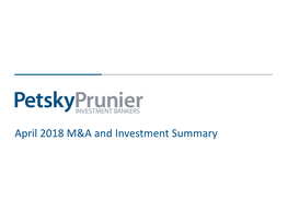 April 2018 M&A and Investment Summary