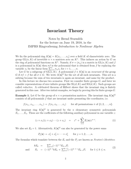 Invariant Theory