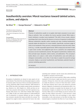 Inauthenticity Aversion: Moral Reactance Toward Tainted Actors, Actions, and Objects