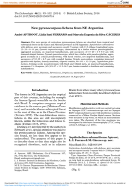 New Pyrenocarpous Lichens from NE Argentina