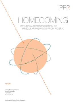 Homecoming: the Return and Reintegration of Irregular Migrants from Nigeria Executive Summary