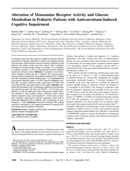 Alteration of Monoamine Receptor Activity and Glucose Metabolism in Pediatric Patients with Anticonvulsant-Induced Cognitive Impairment