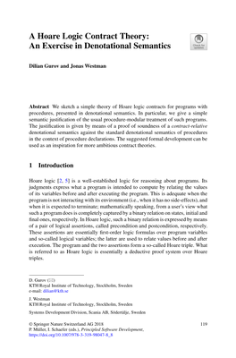 A Hoare Logic Contract Theory: an Exercise in Denotational Semantics