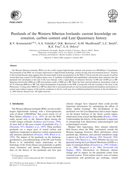 Peatlands of the Western Siberian Lowlands: Current Knowledge on Zonation, Carbon Content and Late Quaternary History K.V