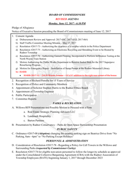 BOARD of COMMISSIONERS REVISED AGENDA Monday, June