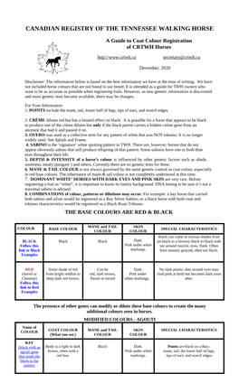 Guide to Coat Colour Registration of CRTWH Horses