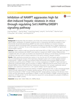 Inhibition of NAMPT Aggravates High Fat Diet-Induced Hepatic Steatosis In