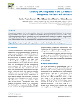 Diversity of Ctenophores in the Sundarban Mangroves, Northern Indian Ocean