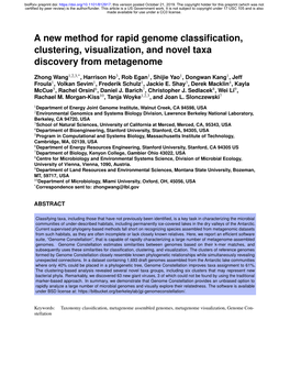 A New Method for Rapid Genome Classification, Clustering