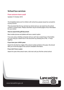 School Bus Services from Autumn Term 2018 Updated 10 October 2018