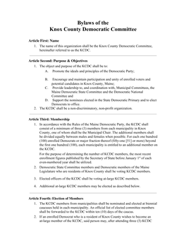 Bylaws of the Knox County Democratic Committee