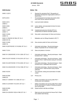 All SABS Standards Page 1