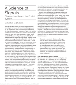 A Science of Signals with Implica- Signals … Through Empty Space” Investigated by Einstein Tions for Telecommunication Technologies