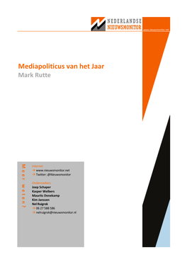 Mediapoliticus Van Het Jaar Mark Rutte