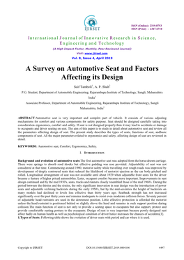 A Survey on Automotive Seat and Factors Affecting Its Design