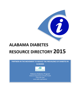 Alabama Diabetes Resource Directory 2015