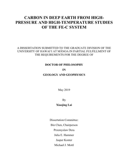 Pressure and High-Temperature Studies of the Fe-C System