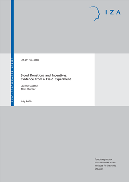 Blood Donations and Incentives: Evidence from a Field Experiment