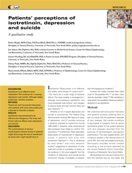 Patients' Perceptions of Isotretinoin, Depression and Suicide