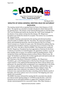 Read the KDDA UK General Meeting Minutes (30/01/2016)