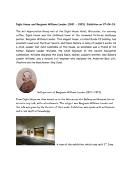 Diglis House and Benjamin Williams Leader (1831 – 1923) Exhibition on 27-04-18