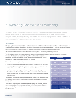 A Layman's Guide to Layer 1 Switching