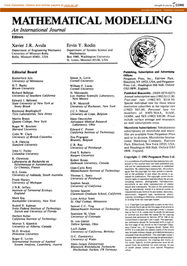 MATHEMATICAL MODELLING an Ihternational Journal Editors