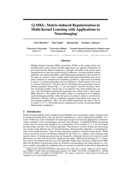 Q-MKL: Matrix-Induced Regularization in Multi-Kernel Learning with Applications to Neuroimaging∗