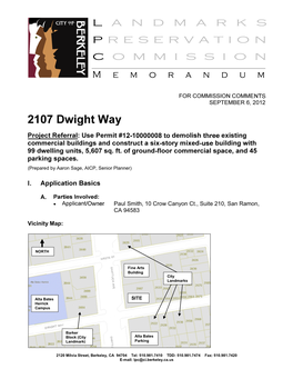 2107 DWIGHT WAY LANDMARKS PRESERVATION COMMISSION Page 2 of 2 September 6, 2012