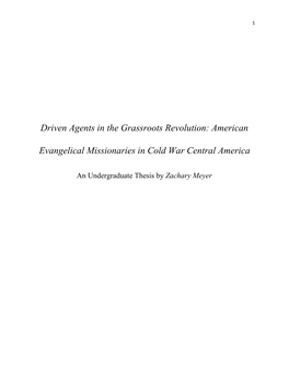 American Evangelical Missionaries in Cold War Central America