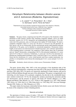 Karyotypic Relationship Between Akodon Azarae and A. Boliviensis (Rodentia, Sigmodontinae)