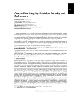 Control-Flow Integrity: Precision, Security, and Performance