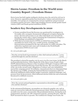 Sierra Leone: Freedom in the World 2021 Country Report | Freedom House