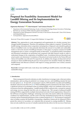 Proposal for Feasibility Assessment Model for Landfill Mining and Its