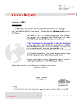 Galen's Registry