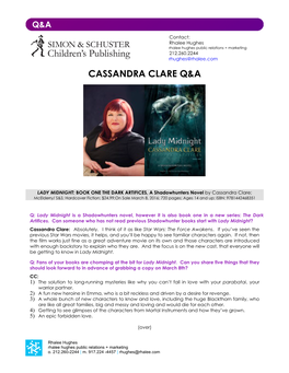 Cassandra Clare Q&A