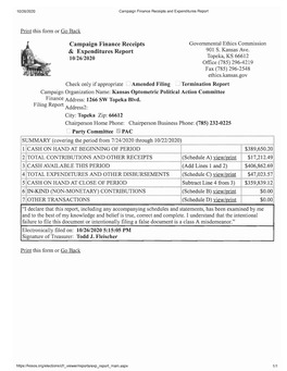 Campaign Finance Receipts & Expenditures Report