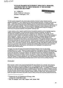 Nuclear Graphite Development, Operational Problems, and Resolution of These Problems at the Hanford Production Reactors'